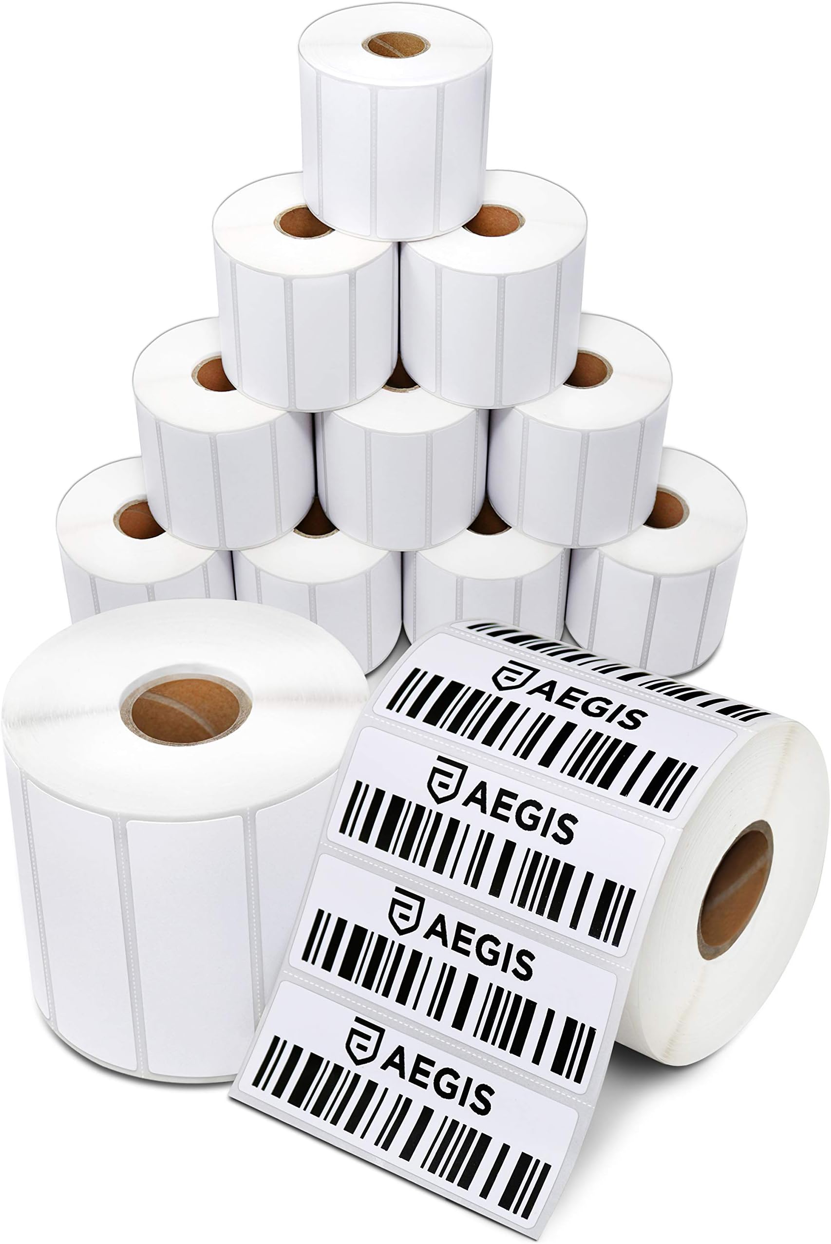 Aegis Adhesives - 3" X 1" Direct Thermal Labels (15600 Count, 12 Rolls) - Inventory SKU Barcode Labels, Address Stickers, and Shelf Identification - Compatible with Zebra and Rollo Printers