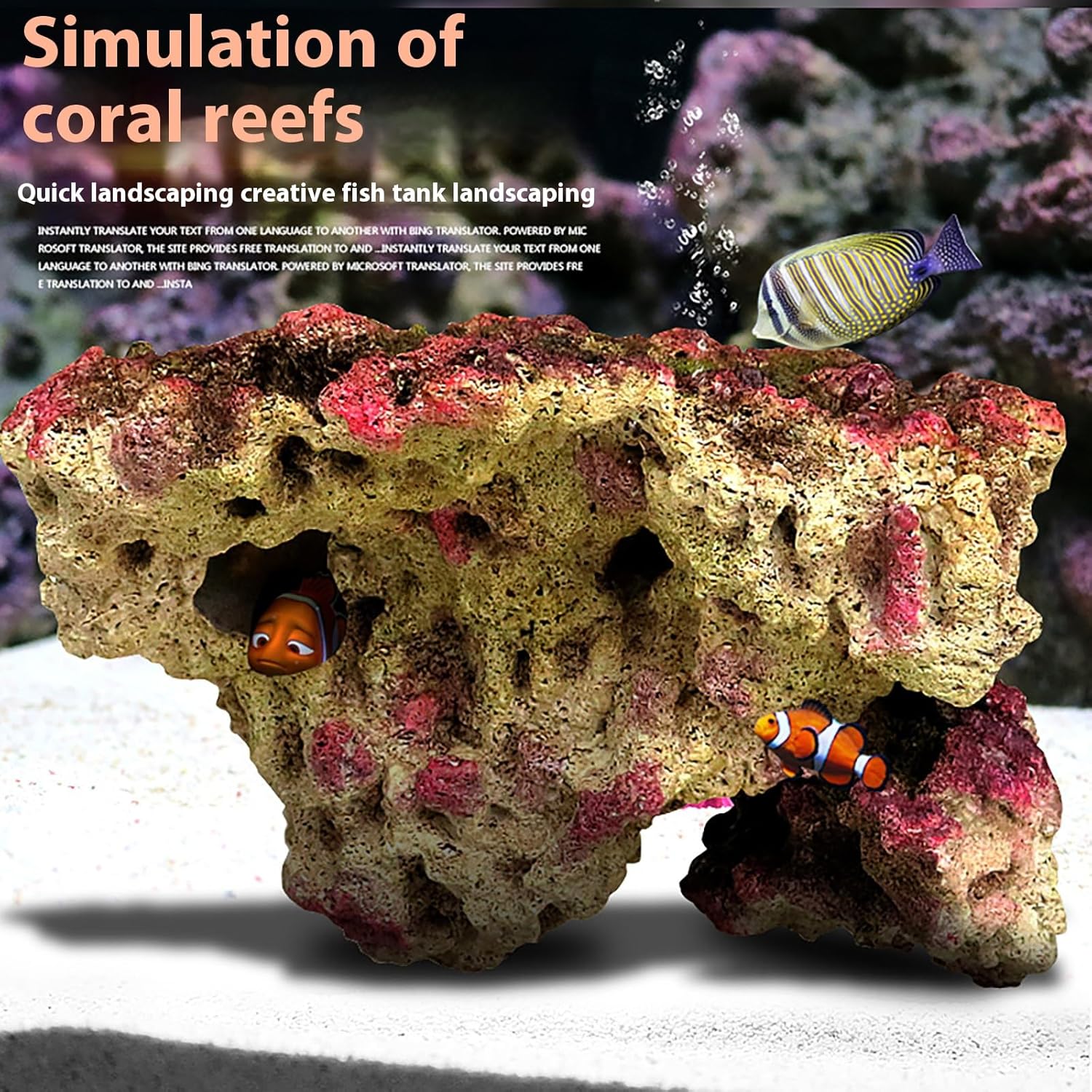 Aquarium Mountain Rock Cave Decor, Simulation Coral Reef Seabed Reef Landscaping Fish Tank Rockery Decor, for Shrimp, Reptile Habitat,Ab153