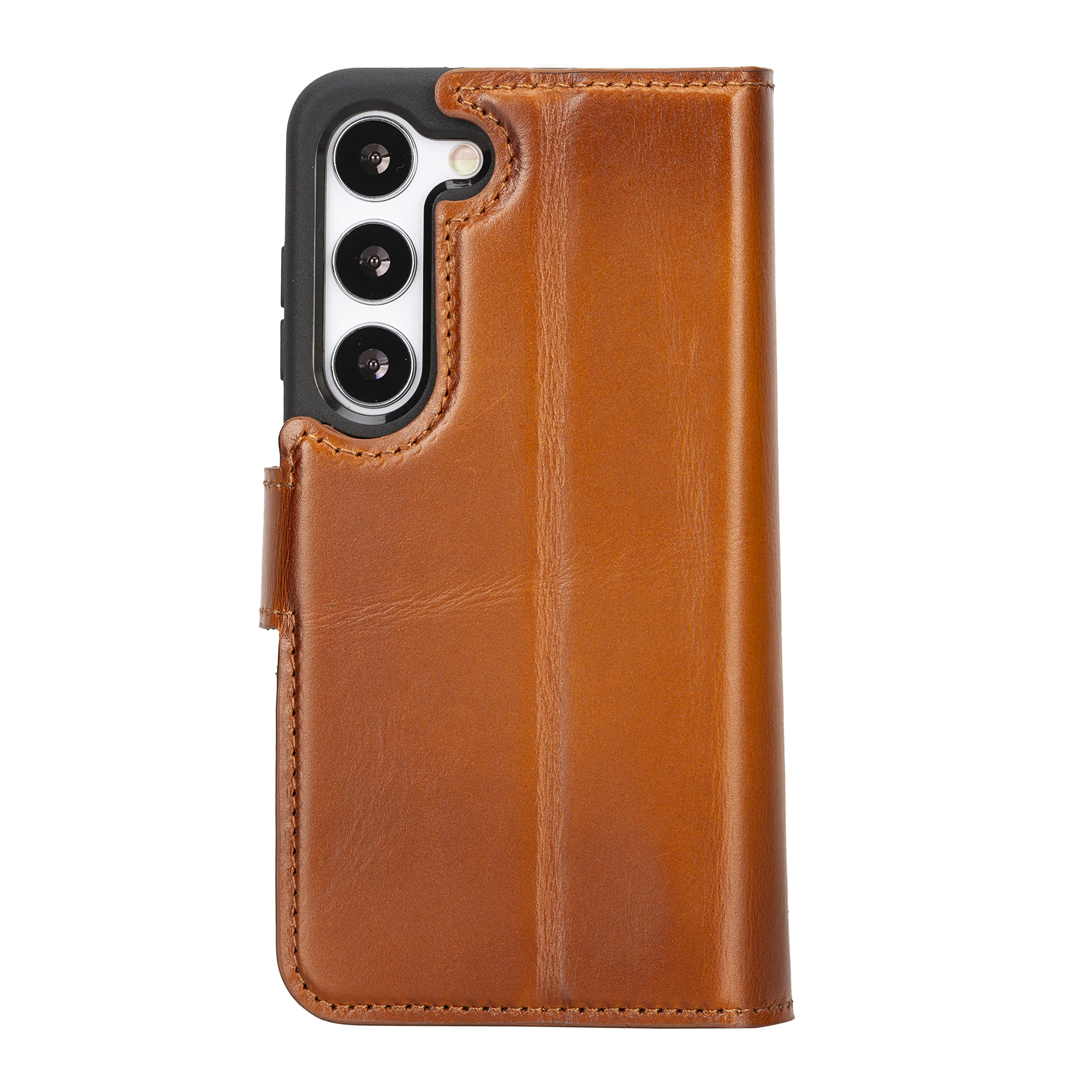 Solo Pelle Lederhülle Harvard kompatibel für das Samsung Galaxy S24 Ultra inklusive abnehmbare Hülle mit integrierten Kartenfächern (Cognac Braun)