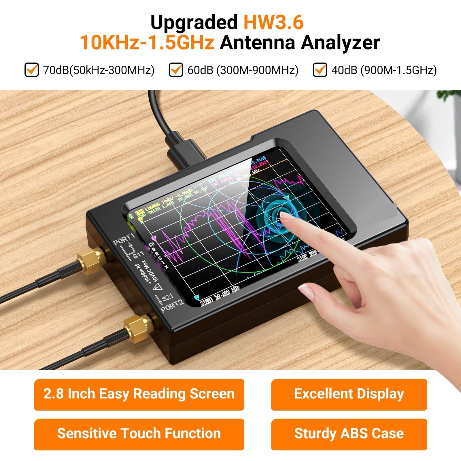Netzwerkanalysator, Vector Network Antennenanalysator 10 KHz-1,5 GHz MF HF VHF UHF mit SD-Kartensteckplatz VNA-H Tester analysator