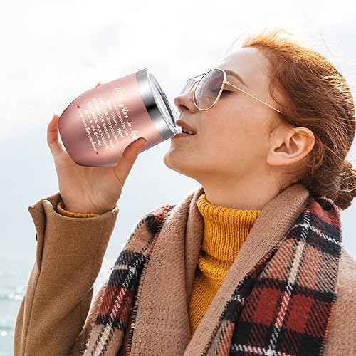 Miniatura 3 de Mimorou 2 piezas de regalo de nuera de madre regalo de Navidad para mujeres Always Remember You Are Braver Than Believe - Vaso de vino inspirador de