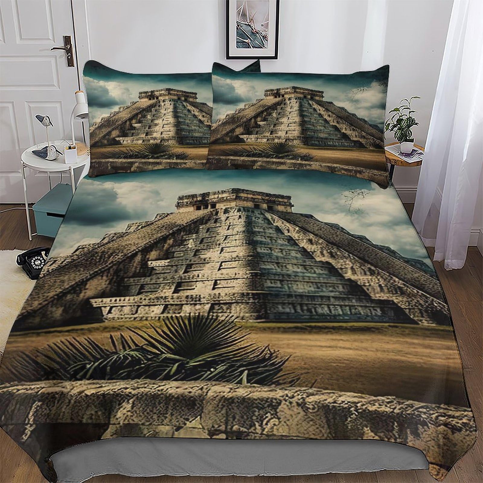 Housse de couette Chichen Itza 3D avec linge de lit microfibre doux 200x200cm
