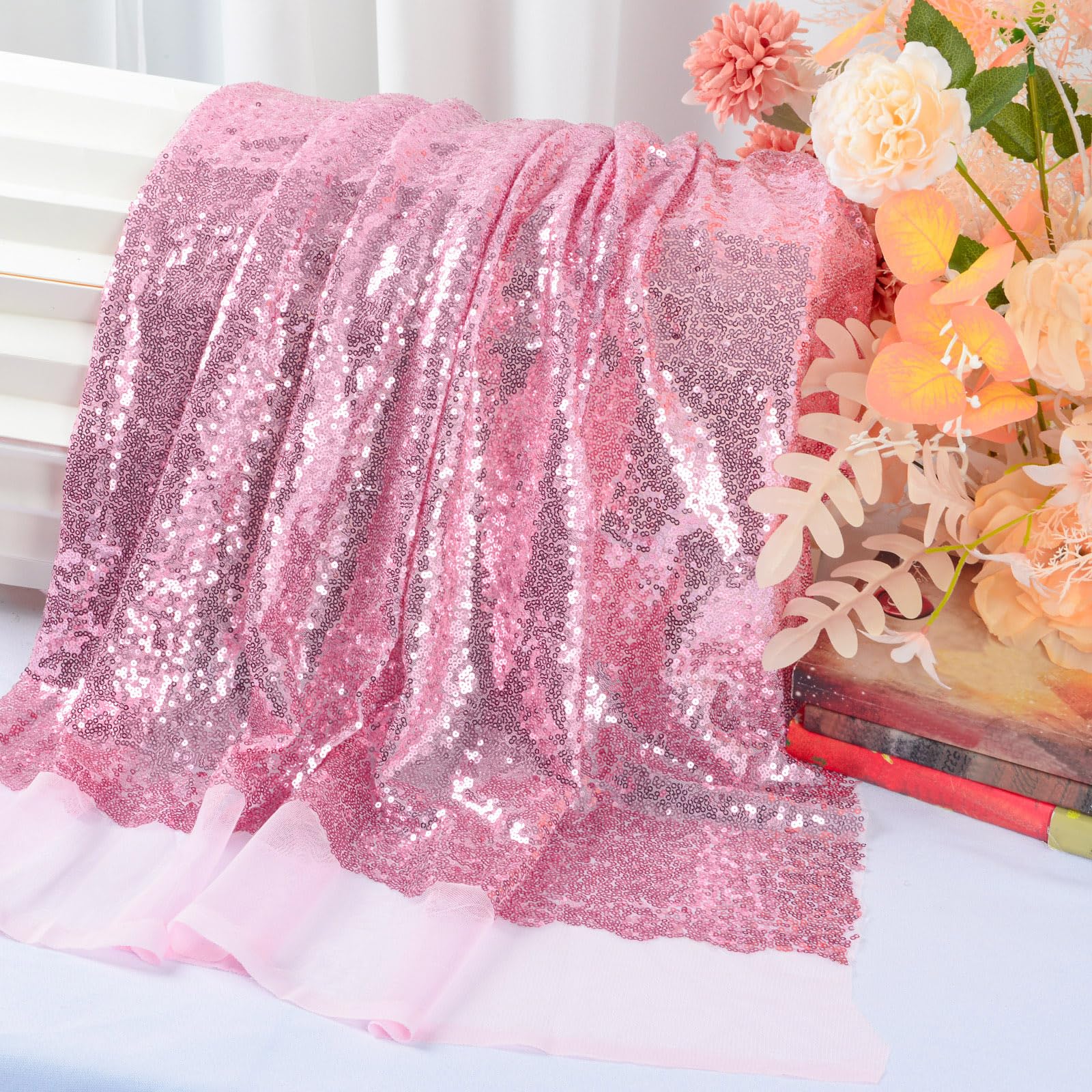 Amazon.com: ShinyBeauty Flip Sequin Fabric 1 Yard Pink Gold Reversible  Fabrics,Glitter Material for DIY Cloth and Dress