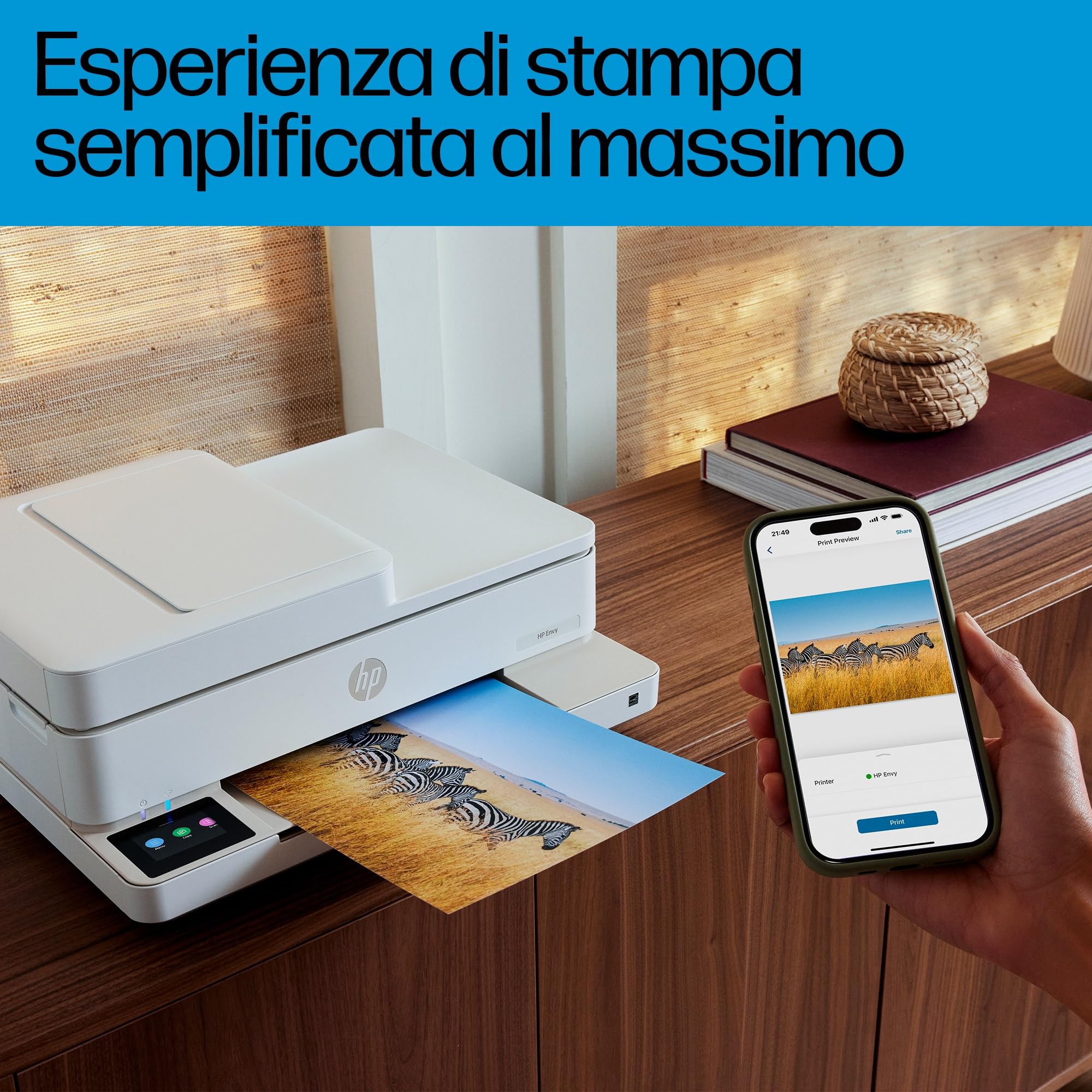 HP Envy 6530e 714P1B, Stampante Multifunzione a Getto d'Inchiostro A4 a Colori, Stampa Fronte e Retro Automatica, Fino a 10 ppm, Wi-Fi, ADF, Fax, 3 Mesi di Inchiostro Instant Ink Inclusi, Bianca