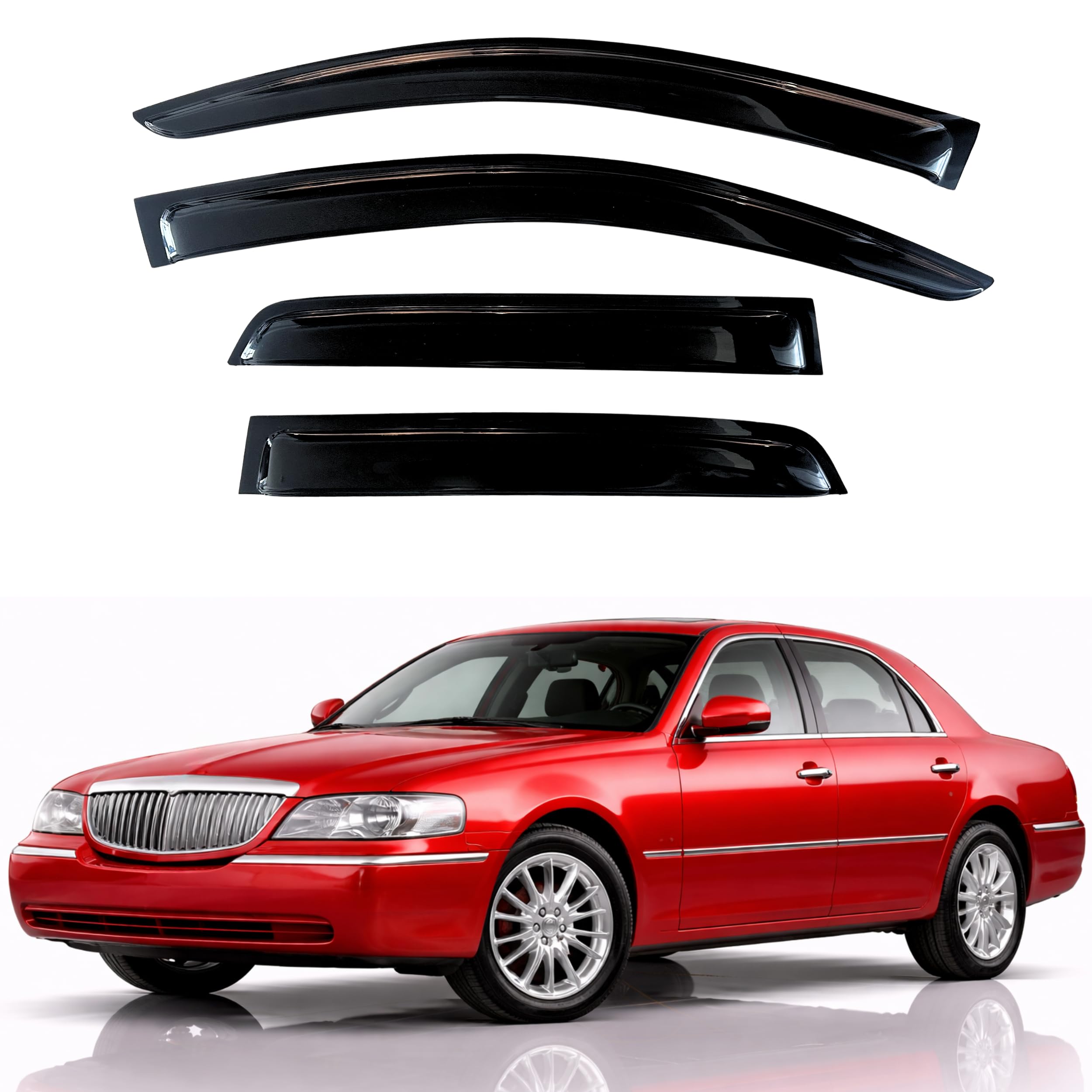 KPY Rain Guards Fit for 1998-2010 Lincoln Town Car, Out-Channel Window Visors Vent Wind Deflectors 4PC, Car Accessories for 98-10 Lincoln Town Car