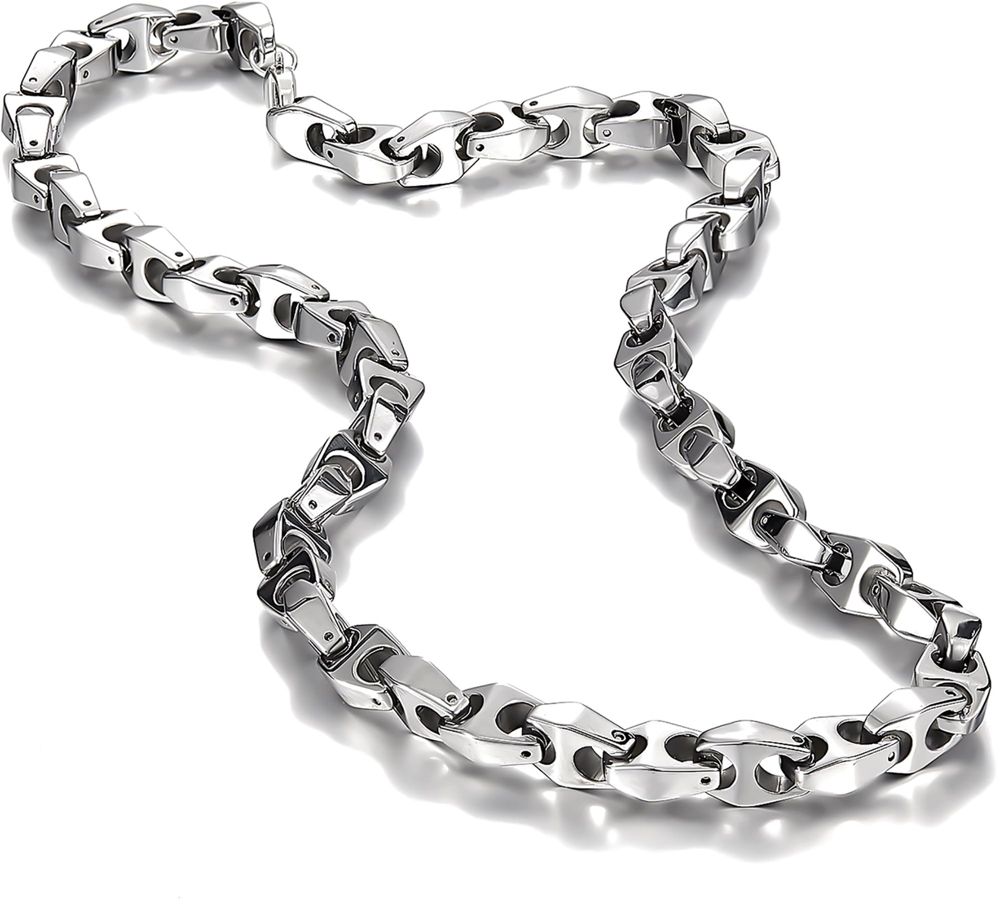 URBAN JEWELRY Unique Astro Snake 22 Inches Men's Tungsten Golden Toned or Silver Link Necklace Chain (Heavy, Solid)