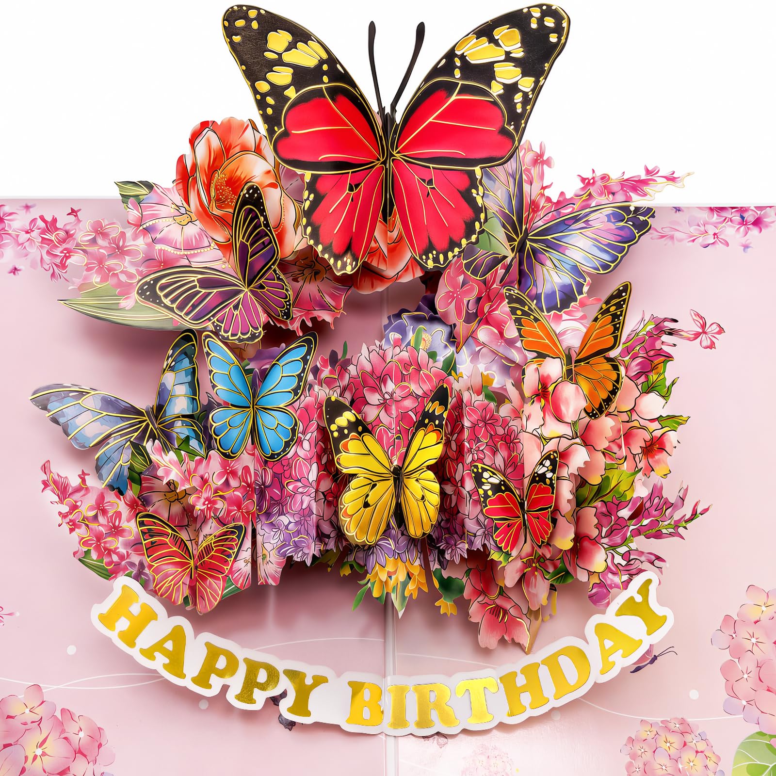 Hierein Birthday Cards for Women, Butterfly 3D Pop Up Birthday Card for Mum Daughter Wife Sister Female Her, Special Birthday Gifts for Women with Envelope, Happy Birthday Greeting Card