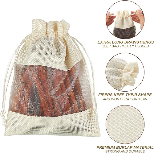 Miniatura 3 de Shappy 50 bolsas de arpillera de organza de 5 x 7 pulgadas con cordón, bolsas de regalo de arpillera para fiesta de boda (blanco)