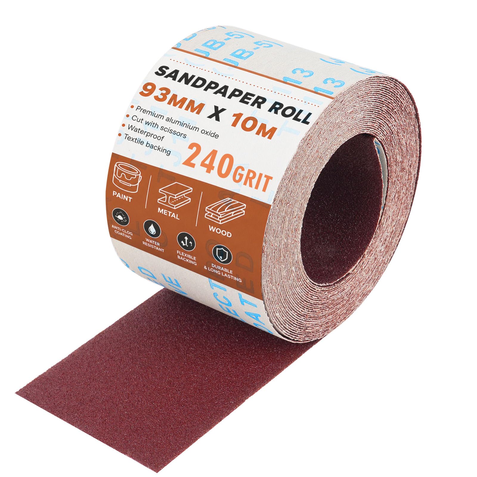 Sandpaper Roll 93mm x 10m 240 Grit Fine Sandpaper