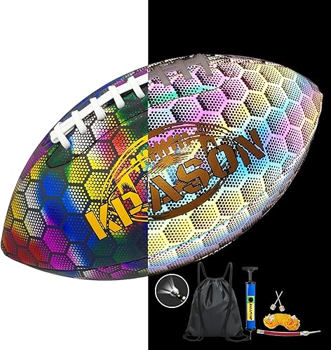 Miniatura 1 de Fútbol, balón de fútbol holográfico reflectante brillante con bomba para niños, adolescentes y adultos, balones de fútbol de cuero sintético para