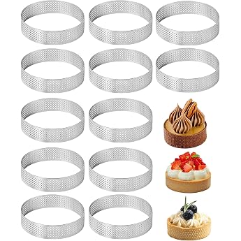 Pack of 12 Mousse Tartelette Moulds 6 cm Dessert Rings Perforated Cake Mousse Ring Cake Ring Mould Round Cake Baking Tools 6 cm