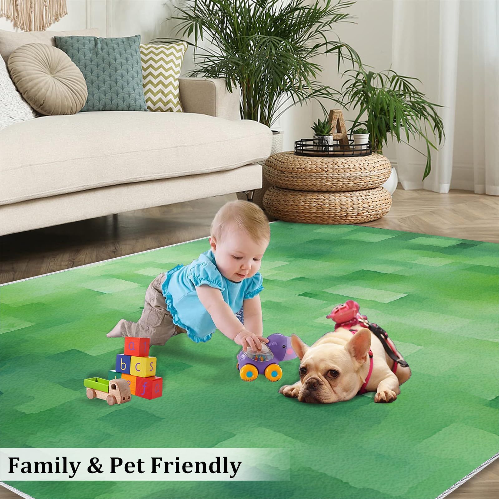 Amazon.com: Green Squares Rugs for Bedroom 6x9 Rug Pixel Graffiti