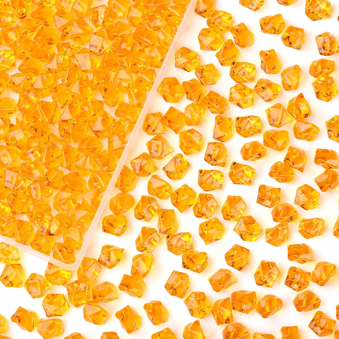 AWARDSEN Orange Fake Ice Cubes 500 Pcs Acrylic Vase Fillers Orange Decorative Stones for Vase Fake Diamonds for Vases Fillers Wedding Decor Party Home Decoration Flower Arrangement