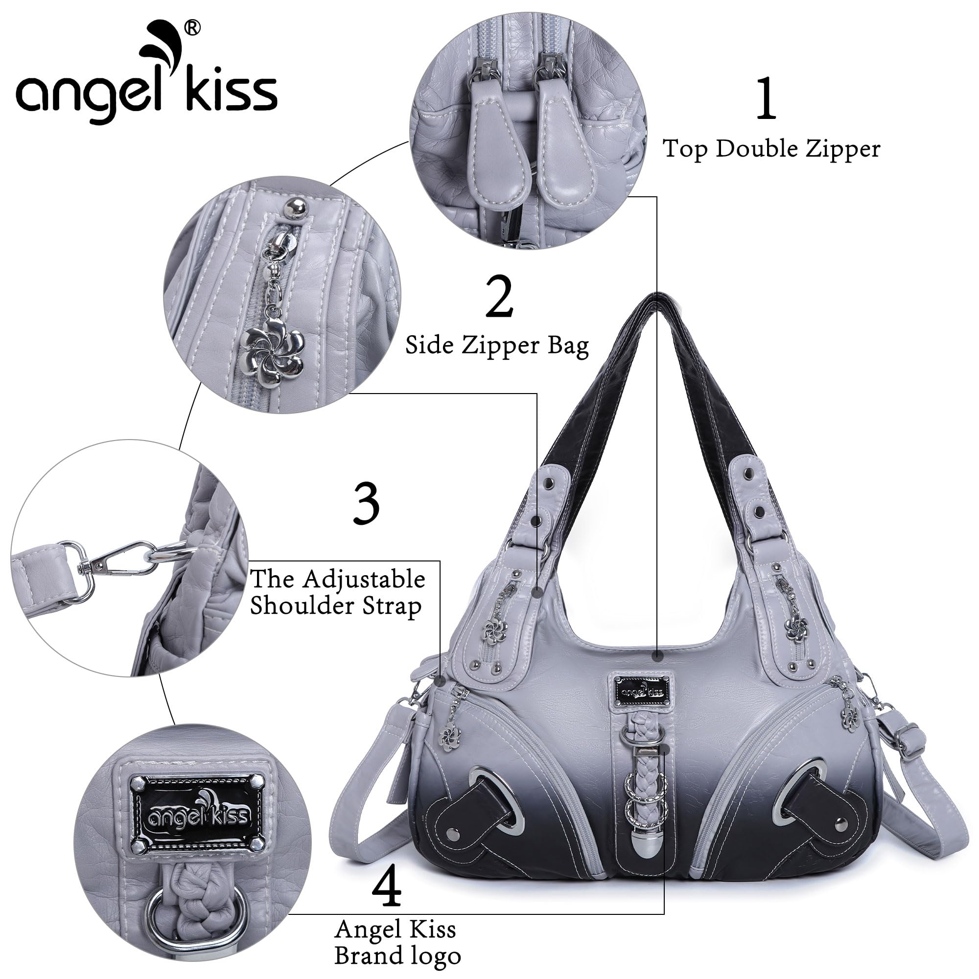 Angelkiss Hobo Geldbörsen und Handtaschen für Damen, Umhängetasche, groß, für den täglichen Gebrauch