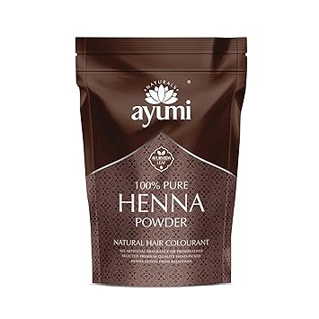 Ayumi Pure Henna Hair Dye Mendhi, 7.05 Oz | Henna Hair Powder | 100% Natural Dark Red Hair Dye | Hair Texture Powder for Semi Permanent Hair Color | Red Henna Hair Color for Women |Beard Dye for Men