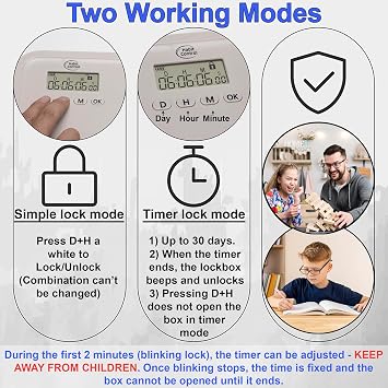 Timed Lock Box - Unplug from Cell Phones, Video Games, Socials, Snacks, Distractions - Time Locking Container - 30 Days Max Timer - Be More Present, Productive & Focused - Beige