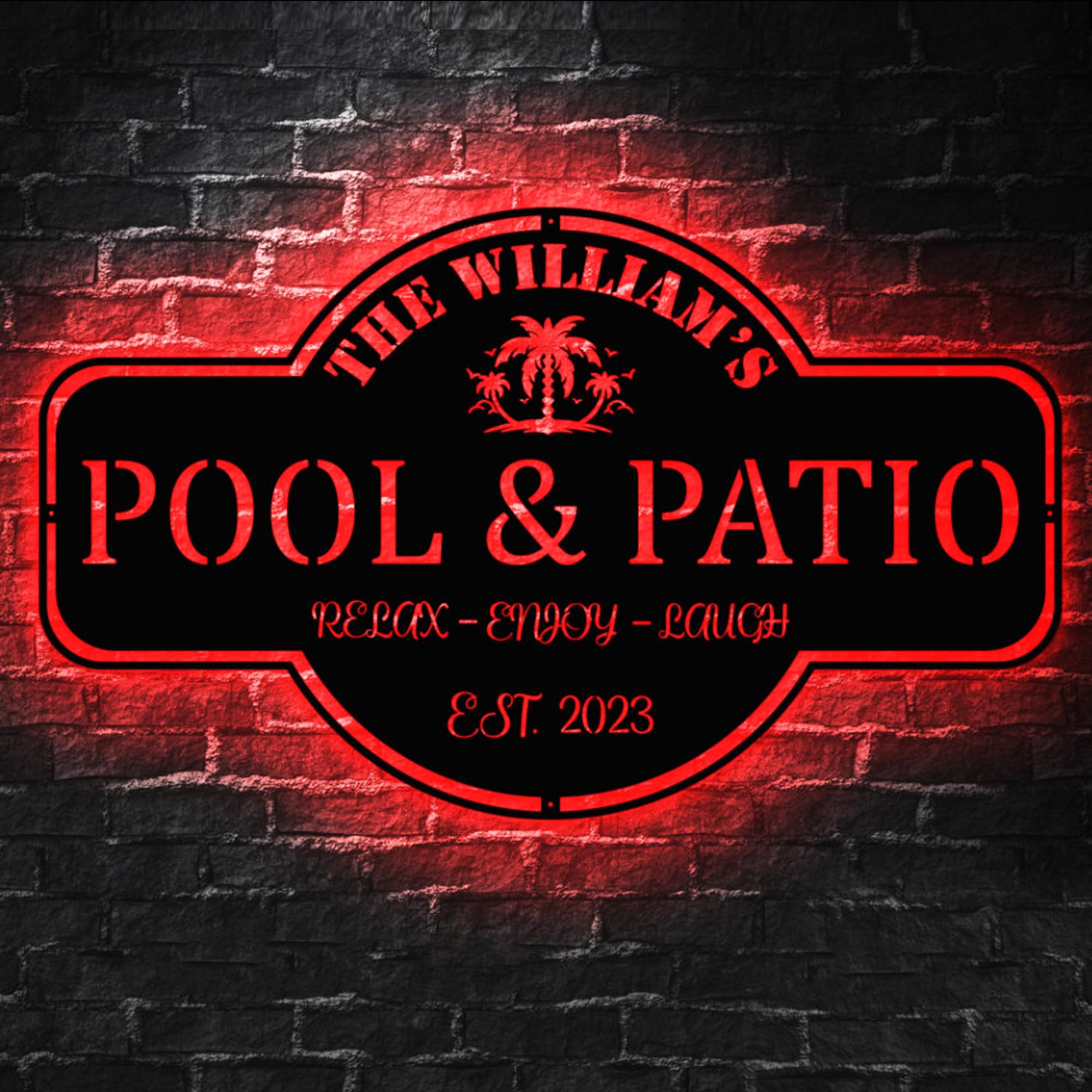 Backyard Pool Neon Sign,Personalized Pool & Patio Sign LED Light,Swimming Pool Metal Decor,Custom Pool Sign,Backyard Sign Modern Poolside Decor