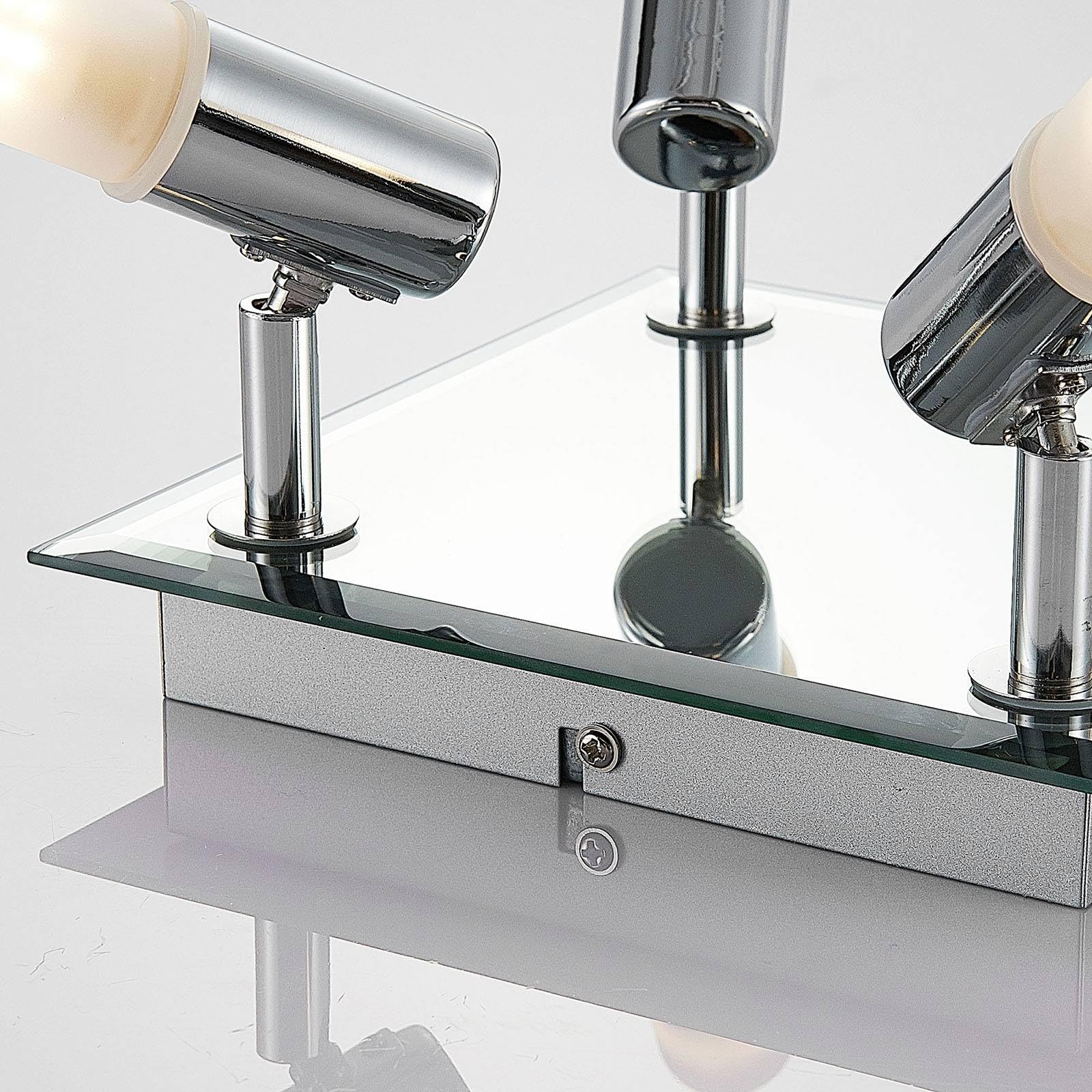 Lindby Plafonnier Salle De Bain Zela à intensité variable (Moderne) en Argent Métal e. a. pour de bain (à 4 lampes, G9) WC Luminaire Lampe Plafond Eclerage