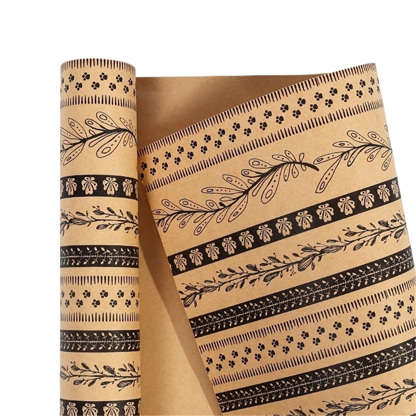 Rotolo di carta da regalo 3 rotoli 17 "X 120" per Carta Alimentare | Confezionamento di decorazioni floreali fai da te artigianali increspate di origami(Brown-B)