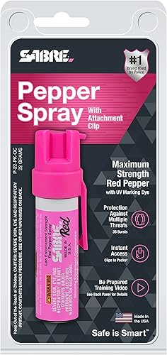 Miniatura 7 de SABRE RED Compact Pepper Spray Maximum Police Strength OC Spray with UV Dye Compact Belt Clip For Easy Carry and Fast Access 35 Bursts 10-Foot 3 m