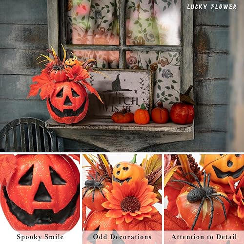 Miniatura 5 de Decoraciones de calabaza de Halloween, calabaza de espuma de 5 pulgadas de alto, accesorios de combinación de elementos de Halloween para interiores