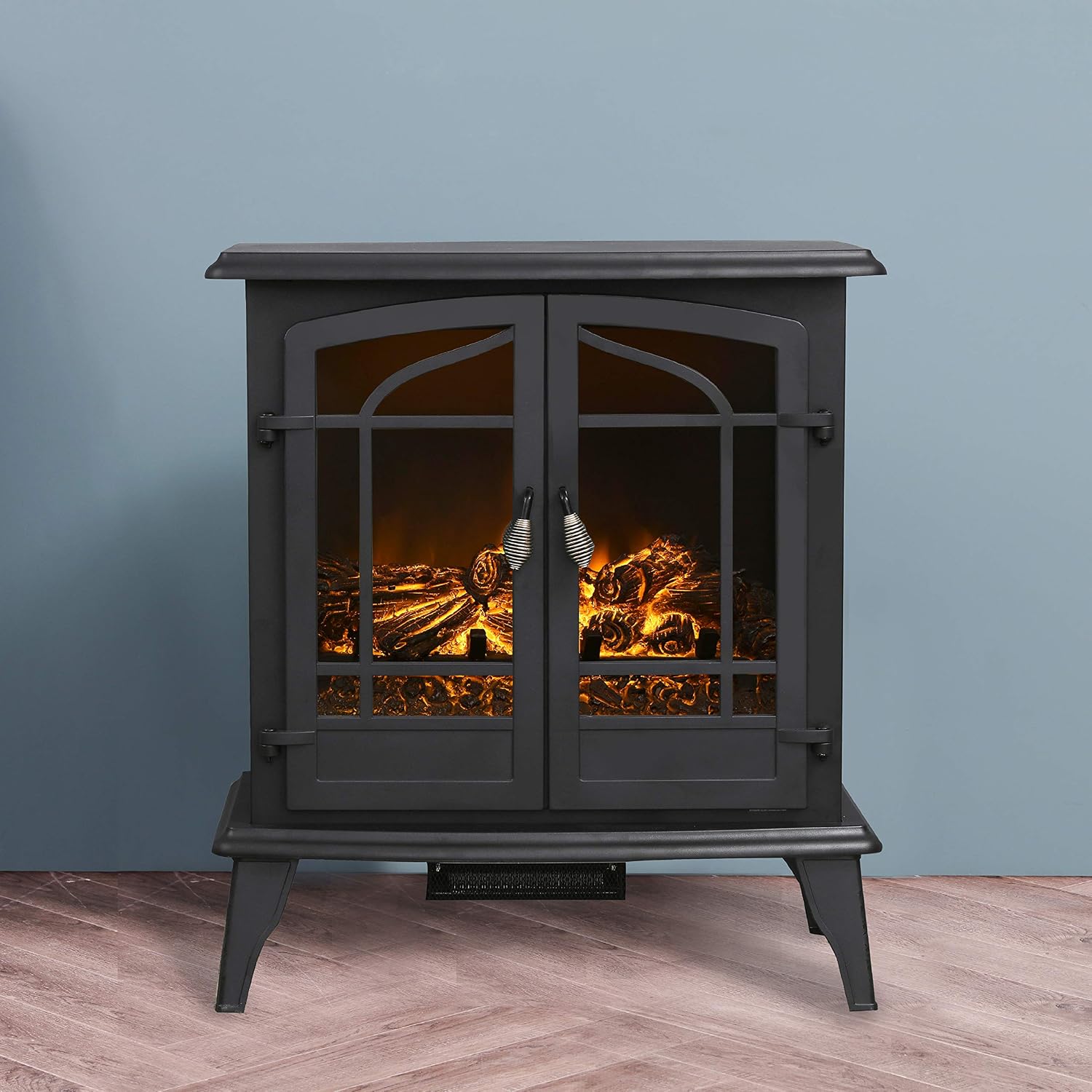 LOKATSE HOME 25" Electric Fireplace Space Stove Heater Freestanding with Realistic Flame, Adjustable Heat Modes(25-30 Temperature), 1400W Ultra Strong Power, Overheating Safety Protection, 25 inch