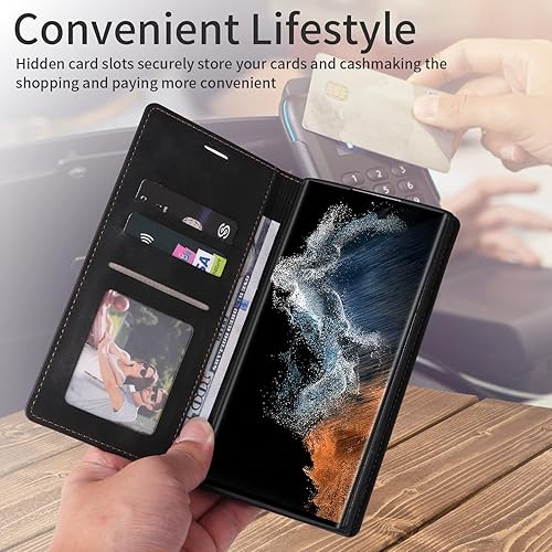 Miniatura 4 de ZZXX Funda tipo cartera para Samsung Galaxy A13 5G con bloqueo RFID, ranura para tarjetas, función atril, magnética, de piel suave, para Samsung