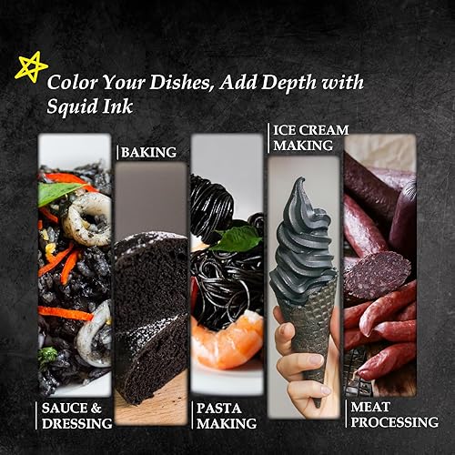Miniatura 5 de Black Hut Tinta de calamar, calamares de tinta colorante alimentaria para fideos de arroz, pasta, risotto de espagueti, tinta de sepia para hornear,