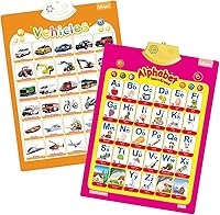Vista 6 de FUNWISH Tabla de pared electrónica interactiva del alfabeto de 4 piezas, para actividades de aprendizaje de niños pequeños, póster electrónico