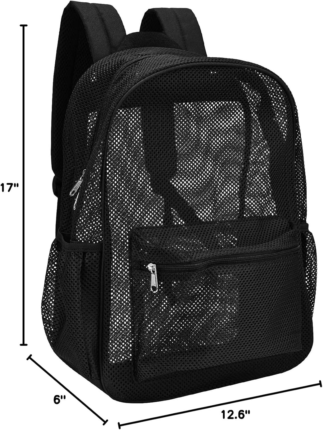 Oraben Heavy Duty Mesh Pack with Rain Cover - See Through Backpack Mesh Backpack Ideal for Class, Work, Travel, or Beach Outings (Black) - Image 13