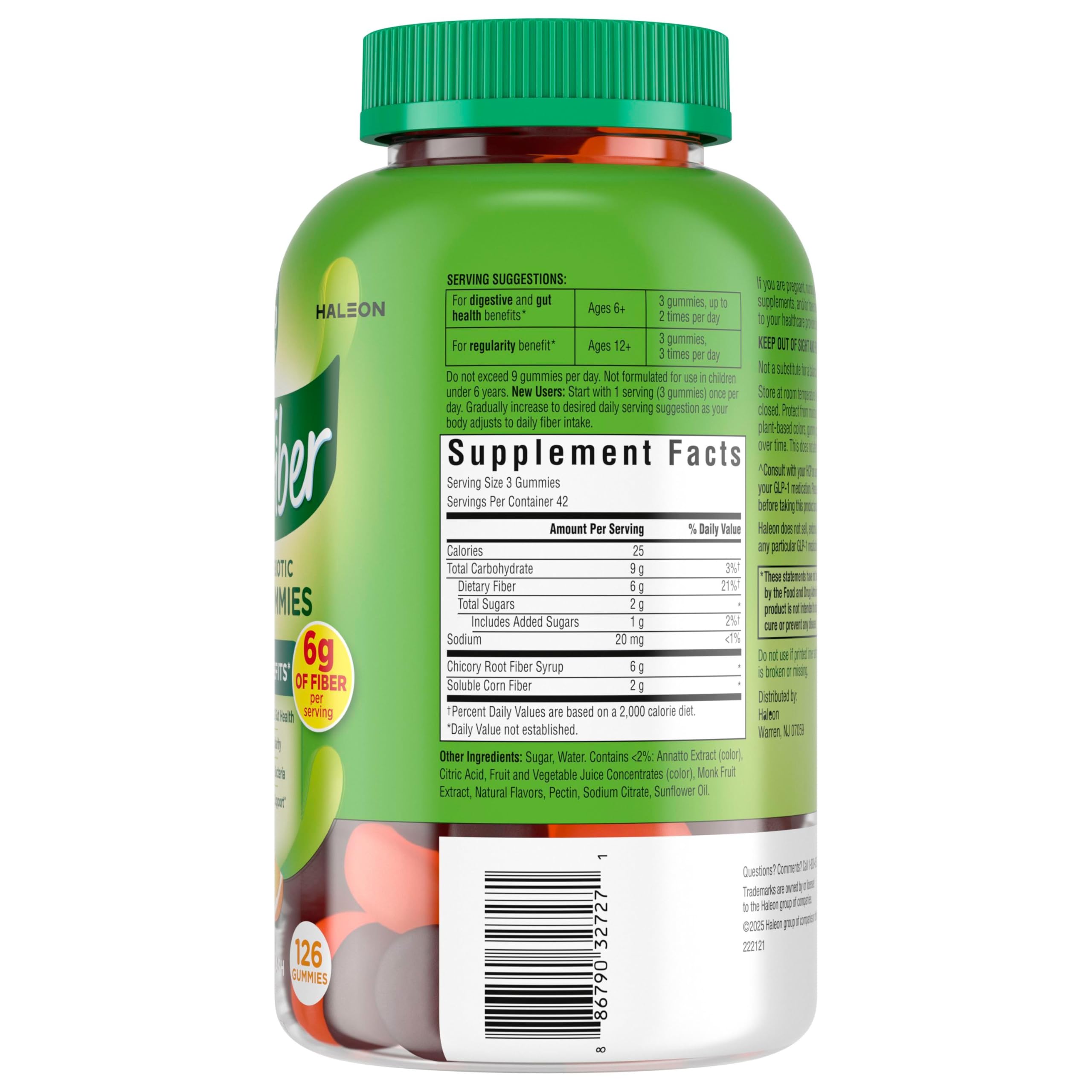 Benefiber Prebiotic Fiber Supplement Gummies, Citrus Berry Splash, 126 Ct — Amazon image 15