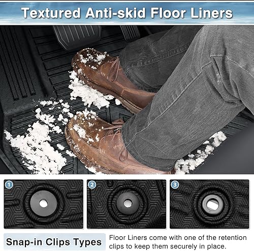 Miniatura 4 de Mixsuper Alfombrillas delanteras compatibles con Ford F-250F-350F-450F-550 2012-2016, súper resistentes con pedal lateral del conductor elevado,