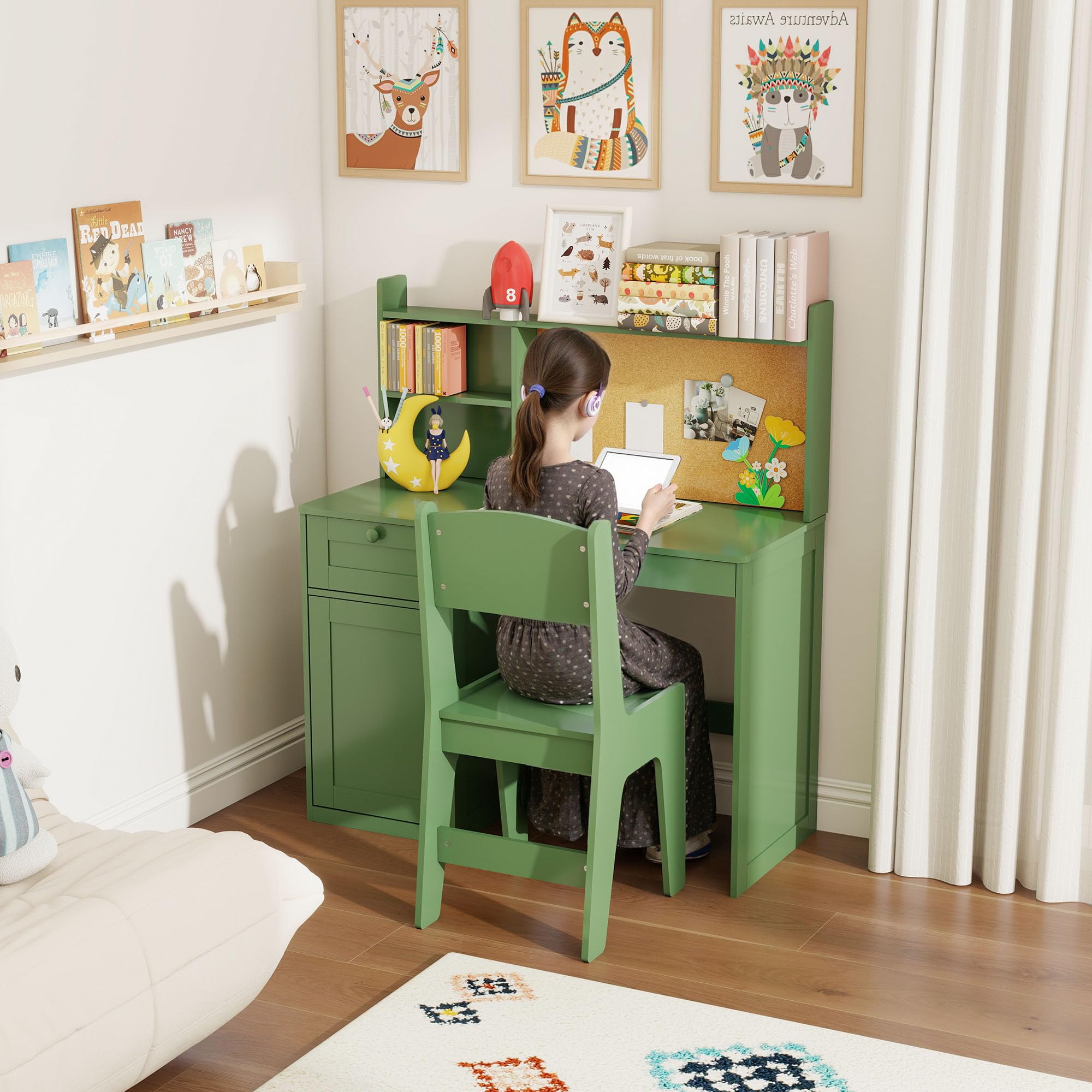 Amazon.com: FTZxHKLX Kids Study Desk with Chair, Children Wooden