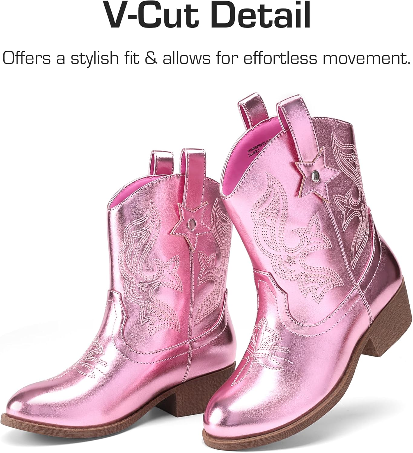 DREAM PAIRS Girls Cowgirl Boots Cowboy Boots with Low Heel Western Embroidered Fashion Mid Calf Shoes for Toddler/Little Kid/Big Kid