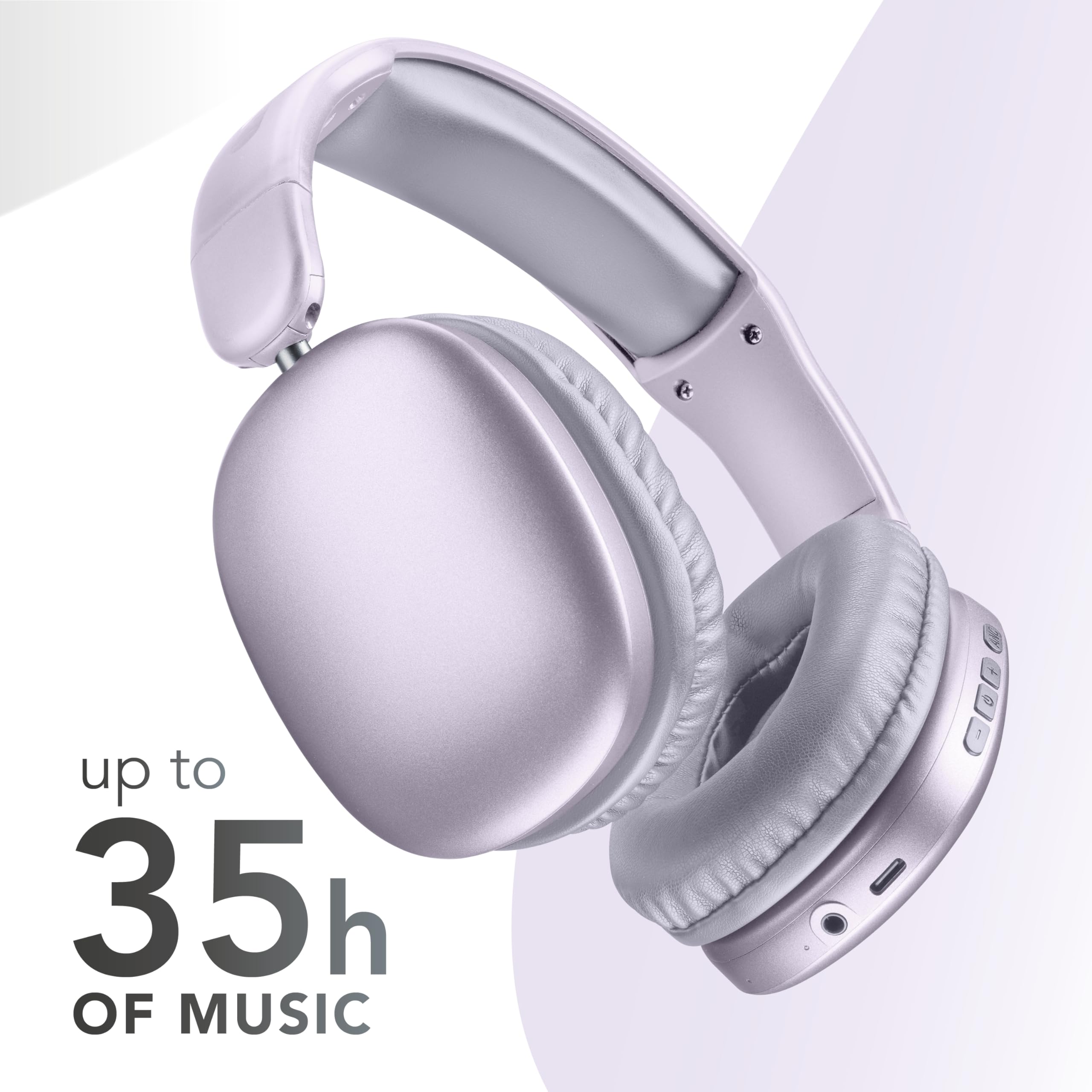 Music Sound MAXI3 Cuffie Wireless Over-ear, Cancellazione attiva del rumore, audio immersivo e cristallino, Fino a 35h di PLAYTIME NON STOP, Compatibile con tutti i dispositivi, Ricarica USB-C, Viola