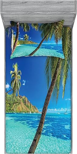 Miniatura 84 de Ambesonne Juego de sábanas bajeras y fundas de almohada, deliciosos tacos con verduras, cocina folclórica, ingredientes de recetas de comida Beige