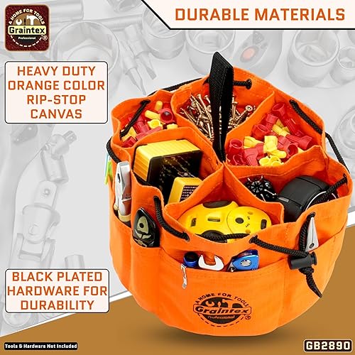 Miniatura 6 de Graintex GB2890 - Bolsa de agarre color naranja, lona Rip-stop de 18 bolsillos con cierre de cordón