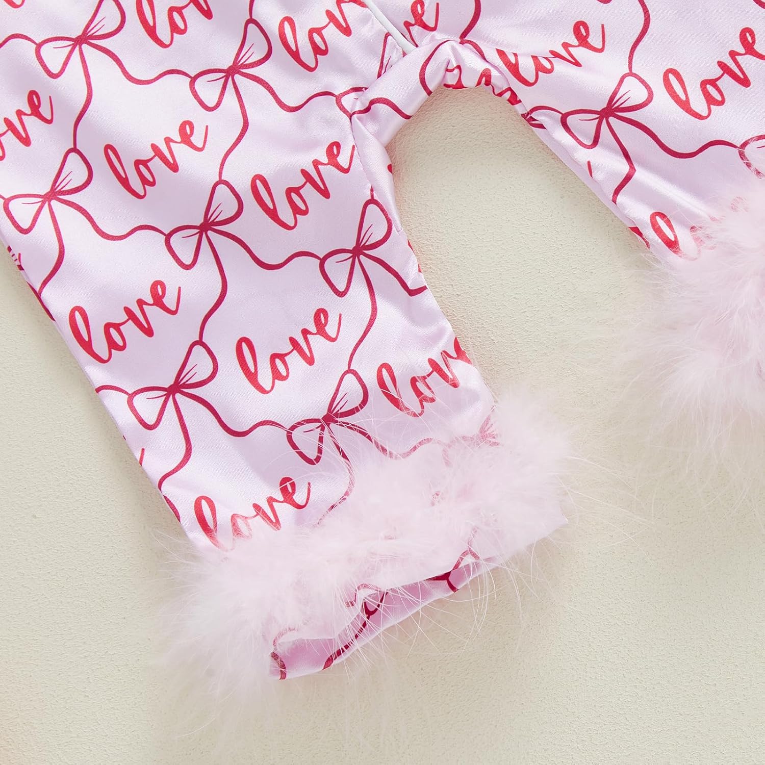 Kuriozud Baby Girl Valentines Day Satin Silk Pajamas Long Sleeve Button Down Sleepwear Romper Baby Valentines Nightgown Pjs - Image 6