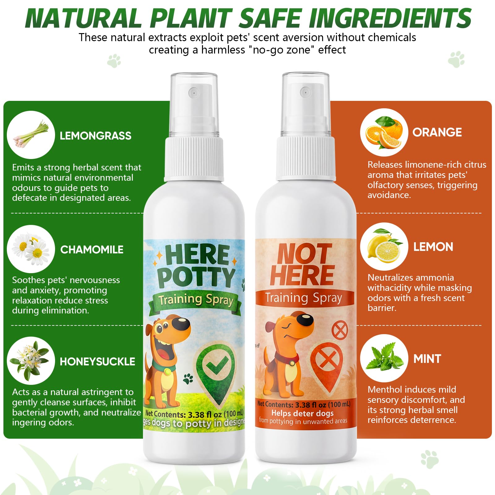 Dog Potty Training Spray for Dogs & Puppies, No-Go Spray & Here Potty Training Spray, Helps Stop Marking & Supports Housebreaking, Safe Gentle Formula, Indoor Outdoor Training Aid - 3.38 fl oz 2 PCS — view 5