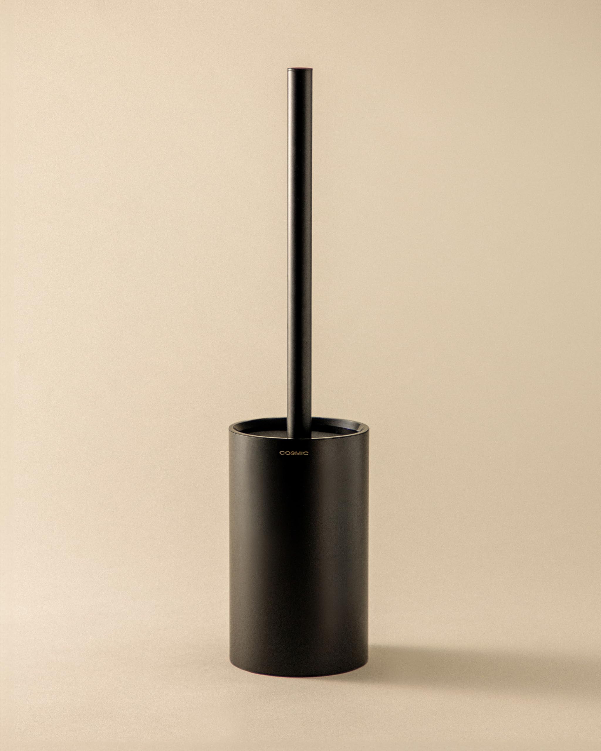 COSMIC Architect SP Brosse de Toilette de Design Circulaire et Élégant Fabriquée en Métal. Porte-Brosse de Sol pour WC en Couleur Noir Mat