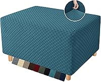 Vista 23 de YEMYHOM - Funda para otomano, diseño Jacquard más reciente, alta elasticidad, plegable, protector para reposapiés, funda extraíble rectangular Café