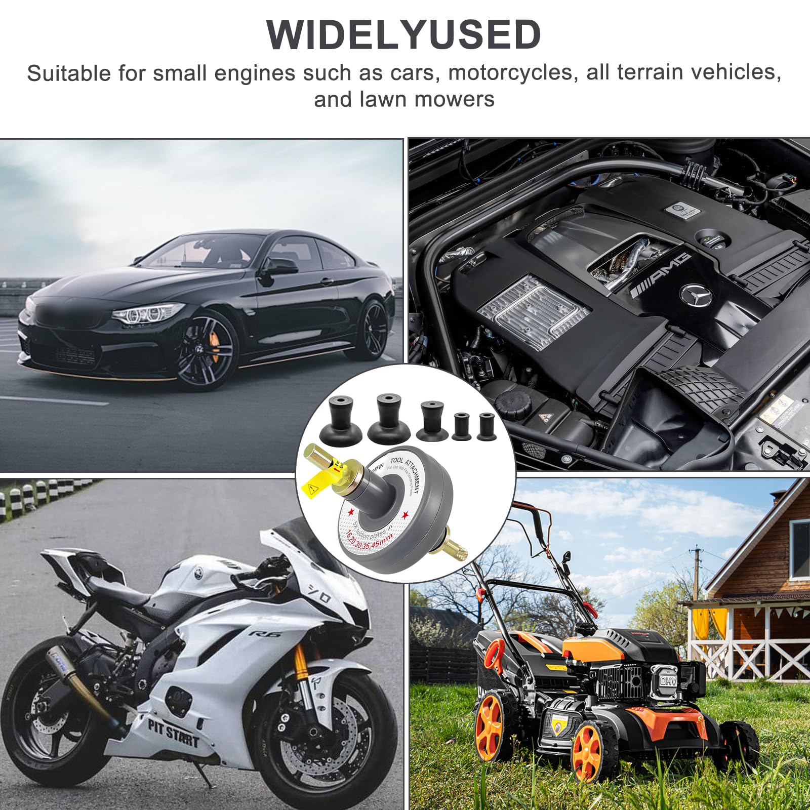 Okuyonic Kit D'outils De Rodage De Soupape, Résistant à L'usure 1000 Tr/min à 1250 Tr/min 5 Adaptateurs De Ventouse En Métal En Caoutchouc Robuste Pour Le Meulage