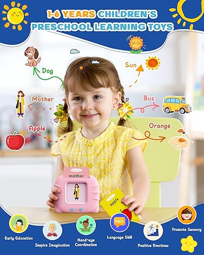 Miniatura 3 de bravokids Tarjetas de memoria parlantes, juguetes sensoriales educativos preescolares con 112 tarjetas de doble cara para niños y niñas de 1, 2, 3,