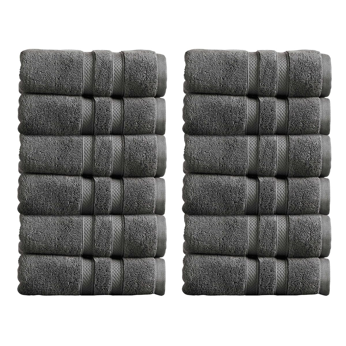 Christy Chroma Hand Towels Set | Pack of 12 | Highly Absorbent Heavyweight 675GSM | Bold and Bright | Soft Velvety Smooth Bathroom Towels | 100% Cotton | Ash Grey — image 1