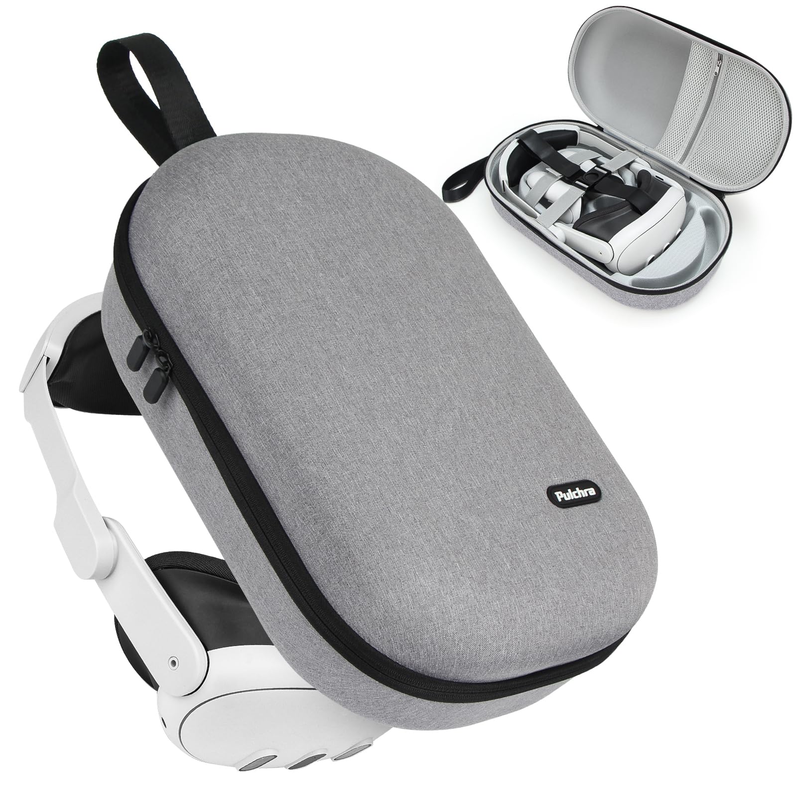 Pulchra VR Custodia da Viaggio Rigida Compatibile con Meta Quest 3/2, Oculus Quest 3/2, PICO4/4Pro, Grigio