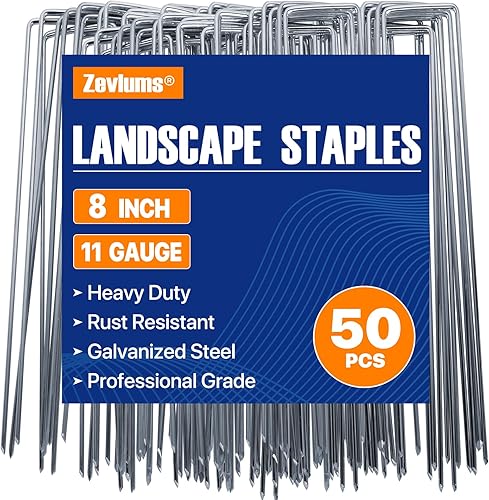 Grapas de paisaje, estacas de jardín de alta resistencia, pasadores de paisaje de tierra, galvanizado en forma de U, tela de tela para paisaje,