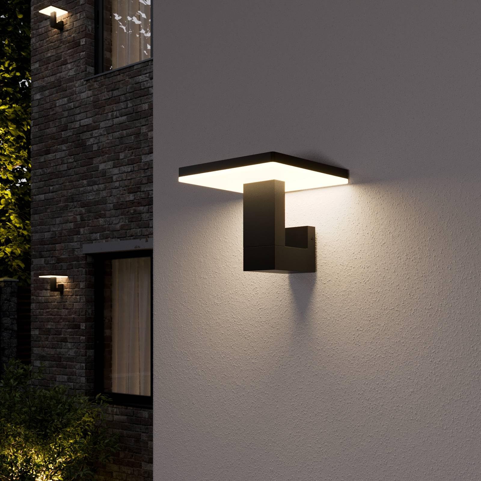 Lucande LED Wandleuchte außen Olesia (spritzwassergeschützt (Modern) in Schwarz aus Aluminium (1 flammig,) - Außenwandleuchten Wandlampe Led Außenlampe Outdoor für