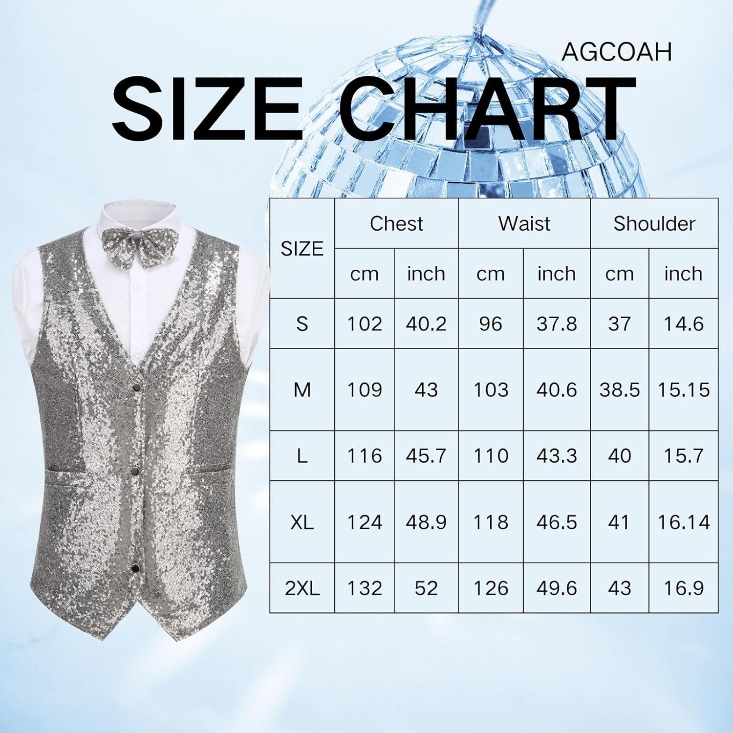 Sequin Suit Tuxedo Vest Men with Bows Ties, Formal Daily Disco Party