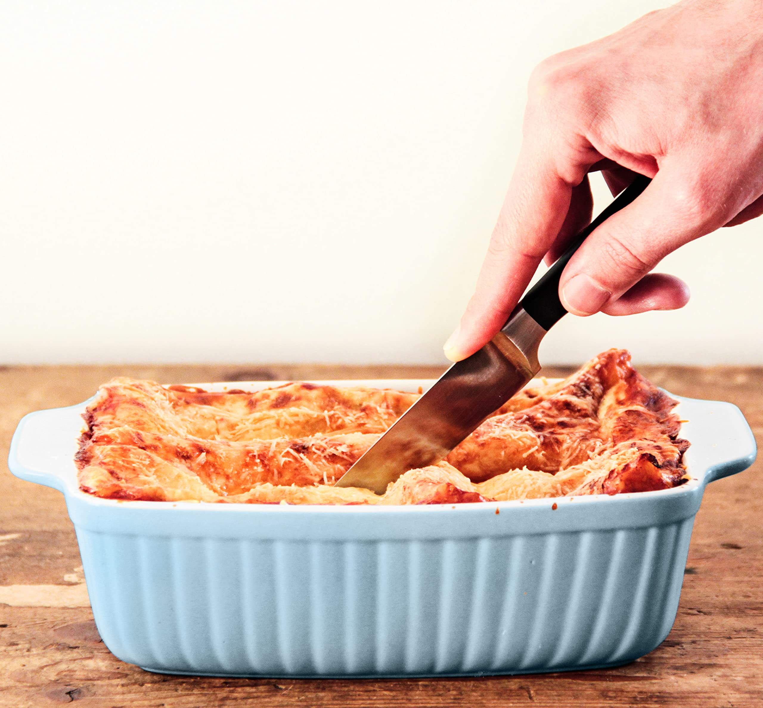 Domestic by Mäser Série Kitchen Time, Plat à gratin (28 x 19 cm/36,5 x 23,5 cm), Ovale, dans la Lot de 2, Couleur, Céramique, Bleu, 40 x 30 x 20 CM, de 2 unités