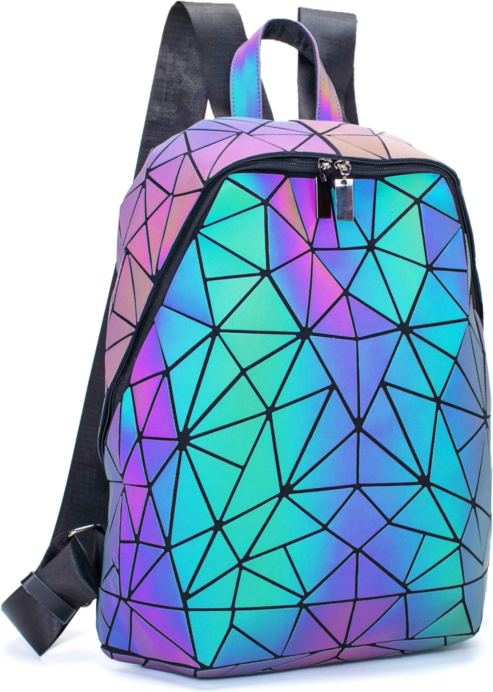 FZChenrryFZChenrry Geometric Luminous Backpack and Handbags Holographic Reflective Bag For Cycling Fashion Sling Bag for Wome